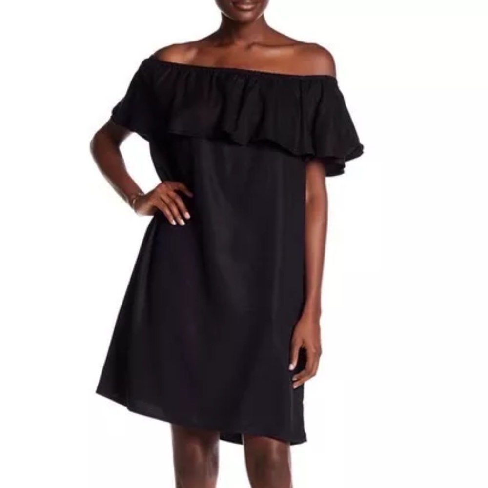 BEACH LUNCH LOUNGE Small Tova Dress Black Ruffle